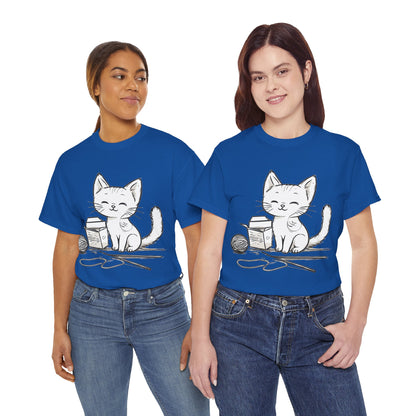 White Cat w/Takeout Yarn Art Tee Shirt
