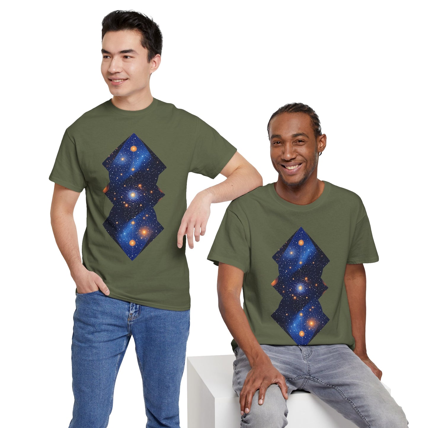 Geometric Shaped Galaxy Graphic Space Art Tee Shirt *Multiple Colors*