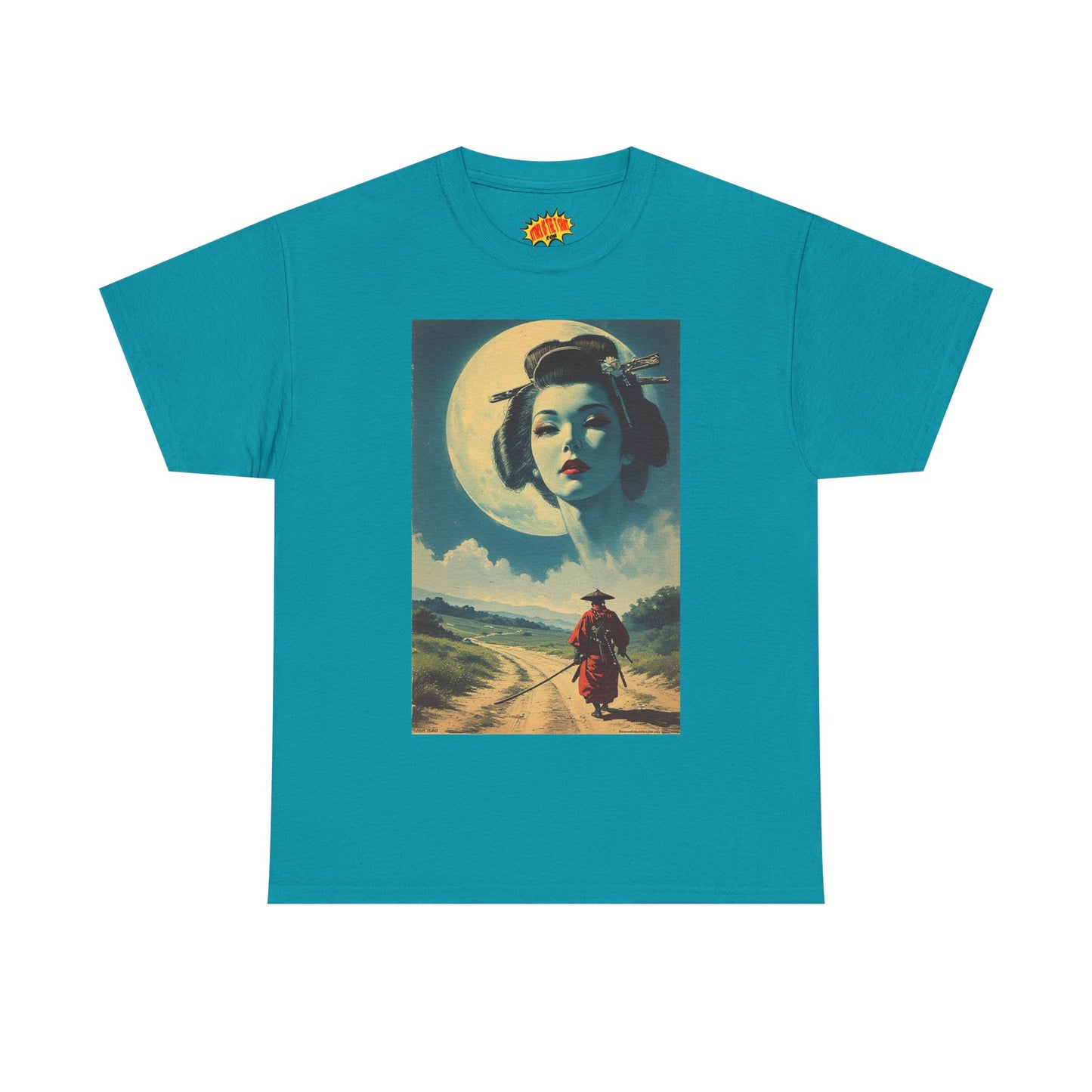 Travelling Samurai w/Moon Geisha Woman T-Shirt *Multiple Colors*
