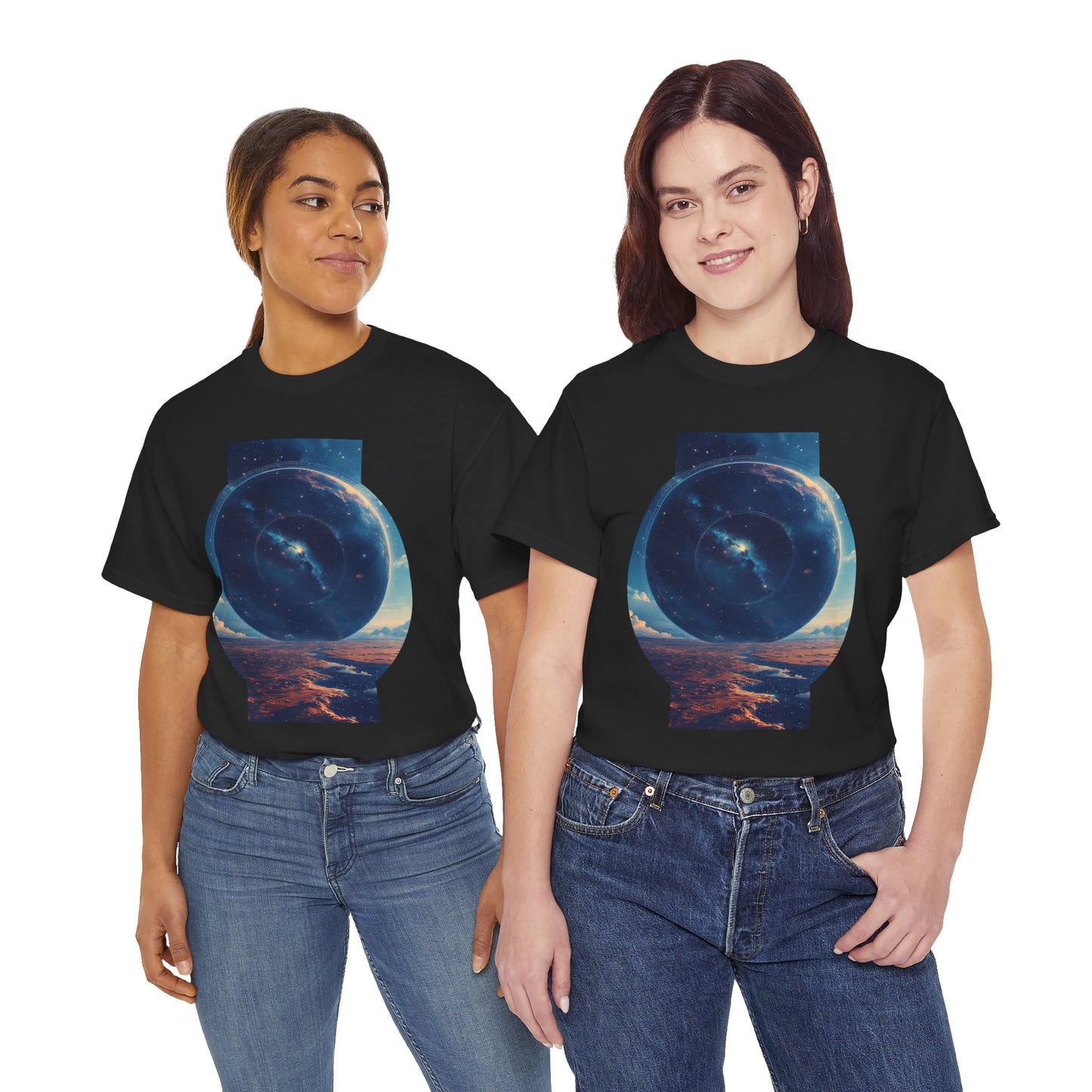Round Galaxy Space Graphic Art Tee Shirt *Multiple Colors*