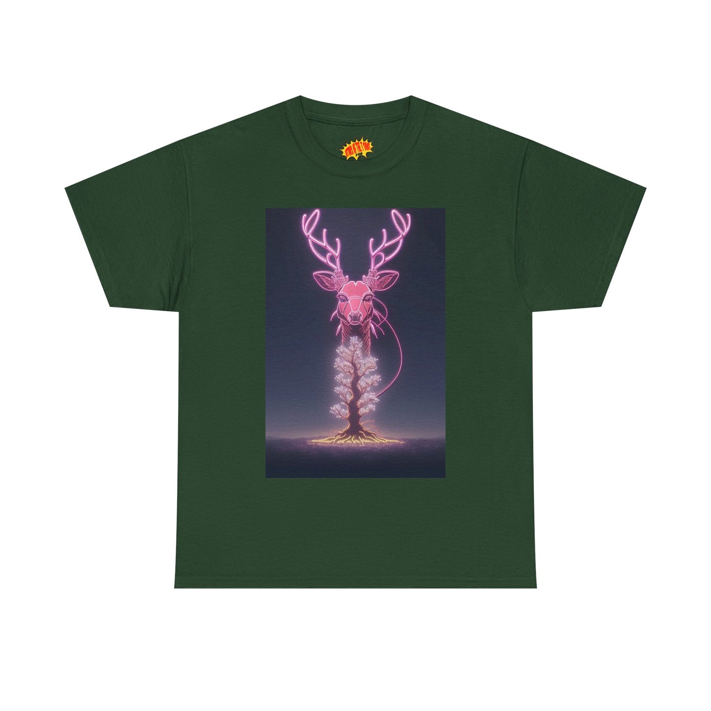 Electric Neon Deer Tree Cotton Tee Shirt *Multiple Colors*