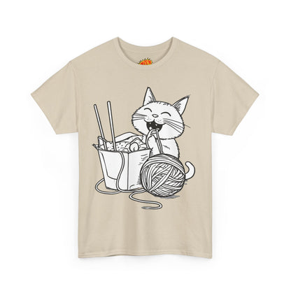 Happy Cat w/Noodles + Yarn Art Tee Shirt