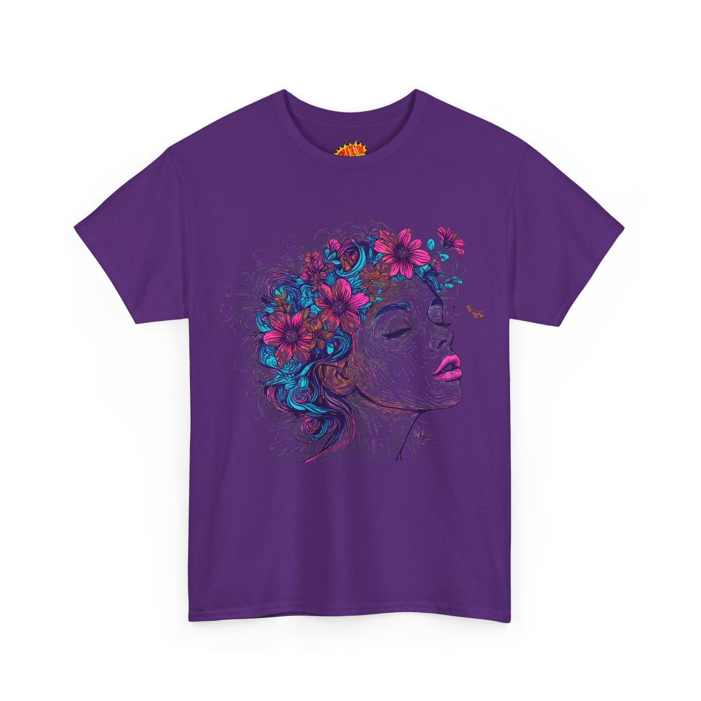Multicolor Line Drawing Human Flower Graphic Art Tee Shirt *Multiple Colors*