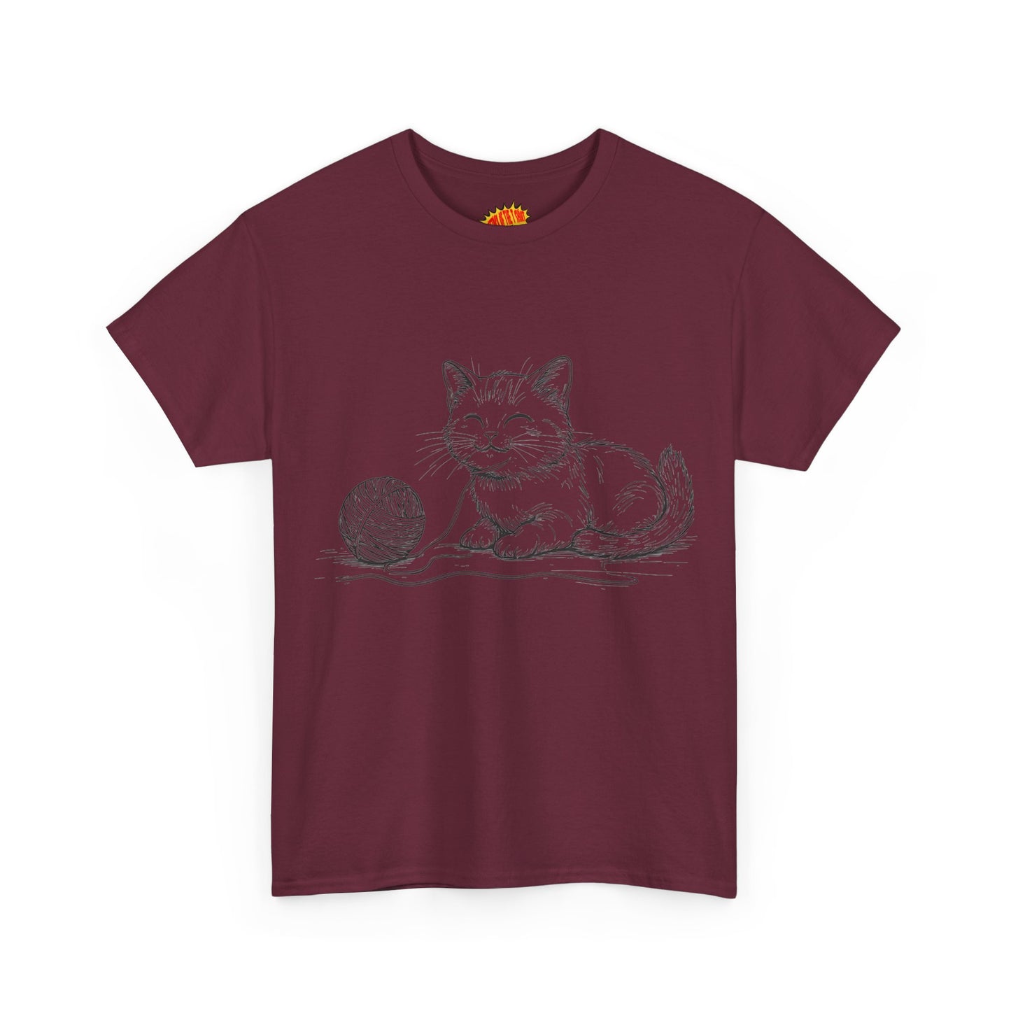 Cat w/Yarn Ball Line Drawing Tee Shirt *Multiple Colors*