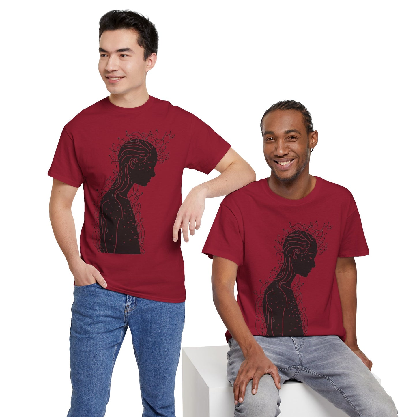 Human Silhouette Line Drawing Graphic Art Tee Shirt *Multiple Colors*