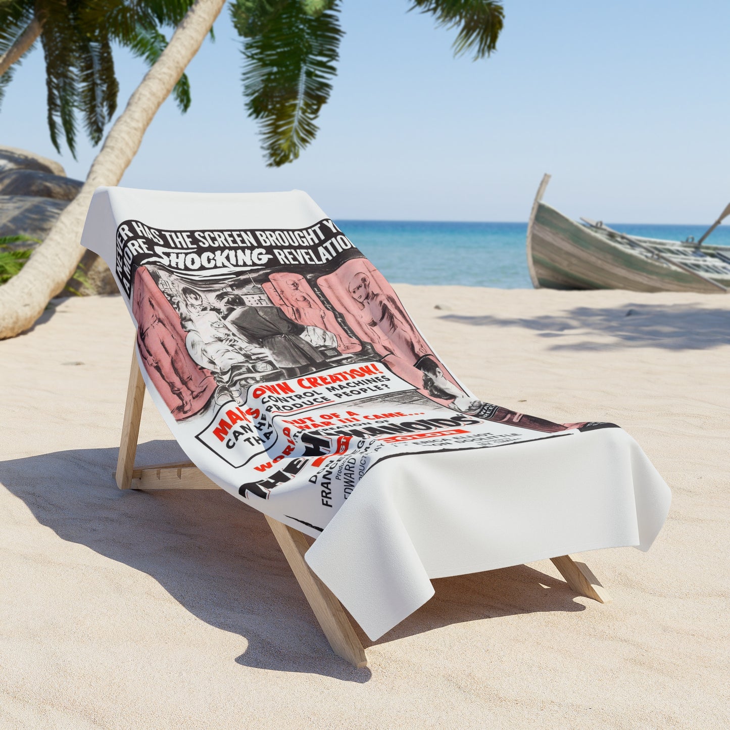 Creation of The Humanoids Vintage Sci‑Fi Movie Poster Art Beach Towel