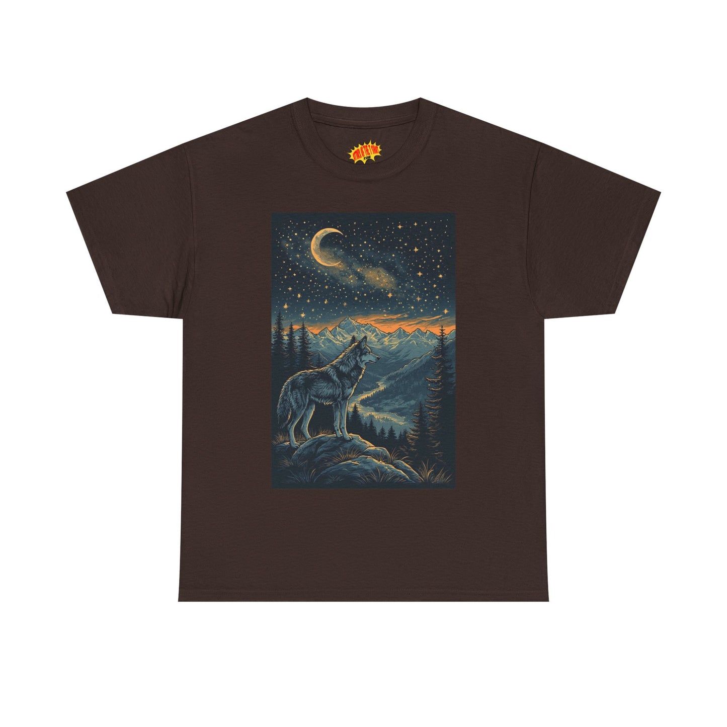 Mountain Wolf Sliver Moon Scene T-Shirt *Multiple Colors*
