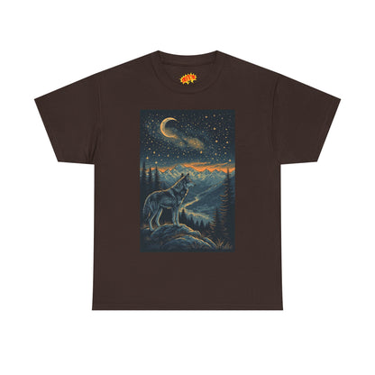 Mountain Wolf Sliver Moon Scene T-Shirt