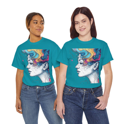 Face w/Color Hair Graphic Art Tee Shirt