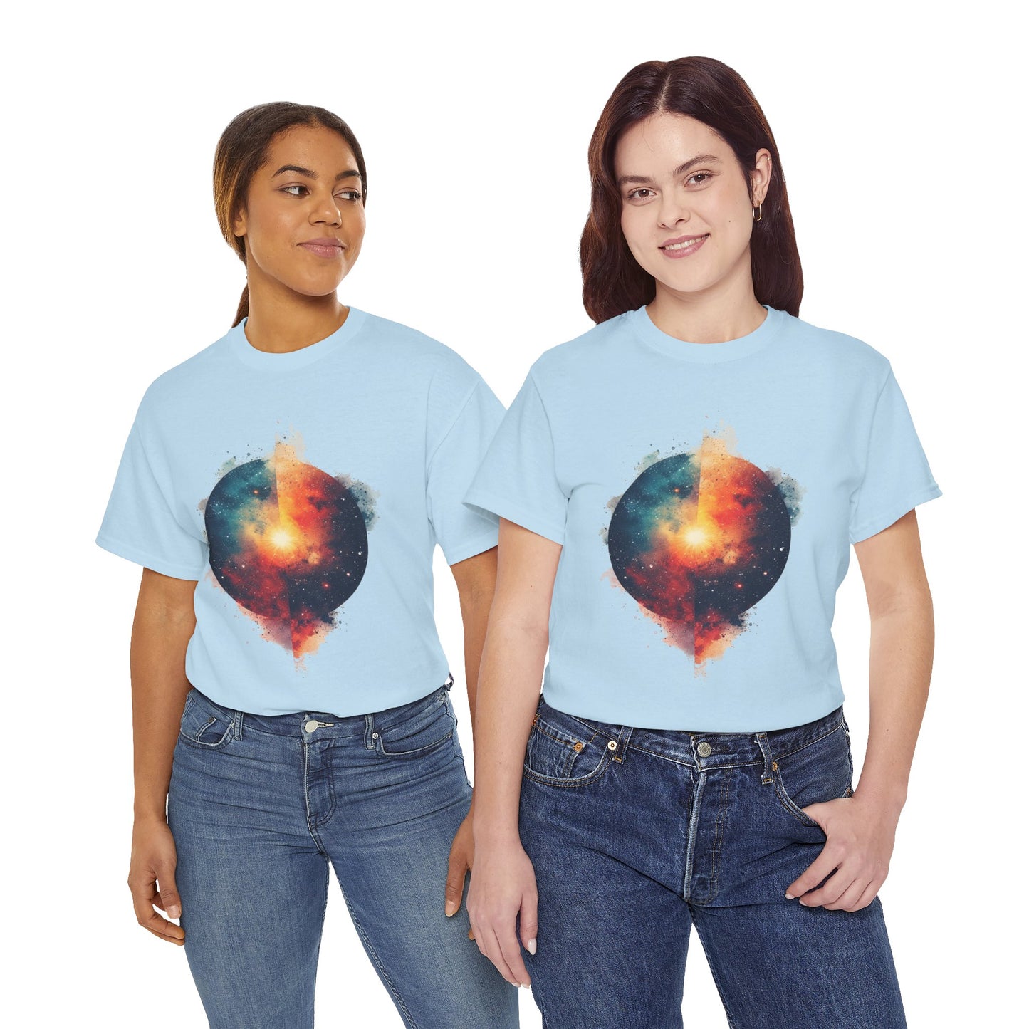 Round Galaxy w/Nebula Graphic Art Tee Shirt *Multiple Colors*