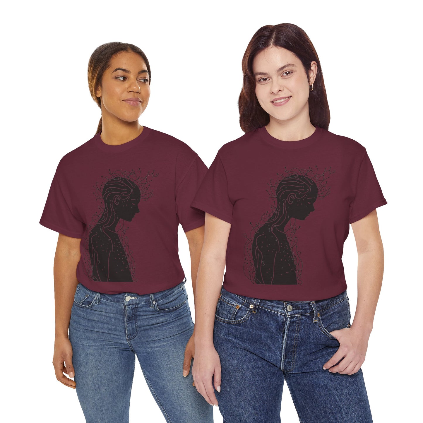 Human Silhouette Line Drawing Graphic Art Tee Shirt *Multiple Colors*