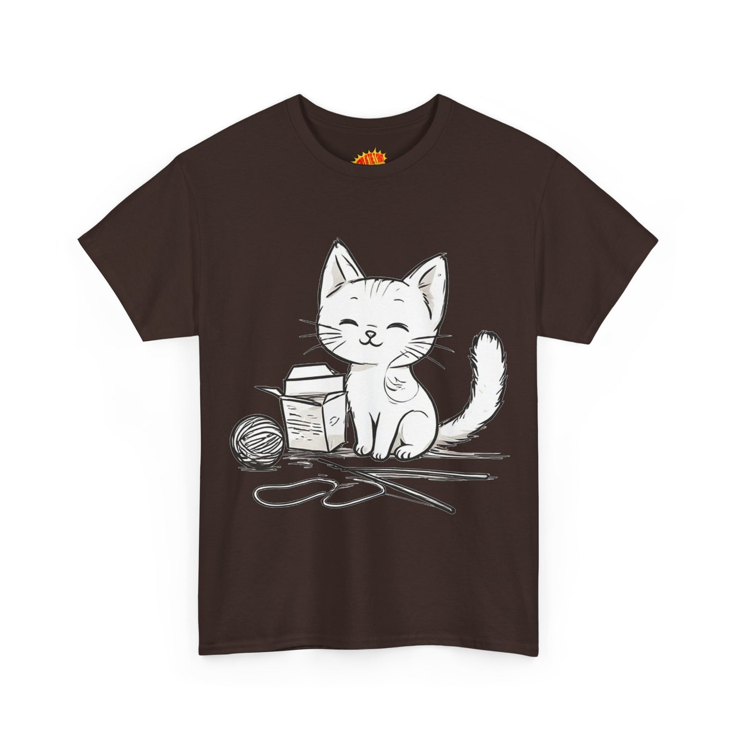 White Cat w/Takeout Yarn Art Tee Shirt *Multiple Colors*
