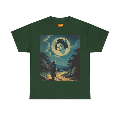 Travelling Samurai w/Full Moon Geisha Woman T-Shirt