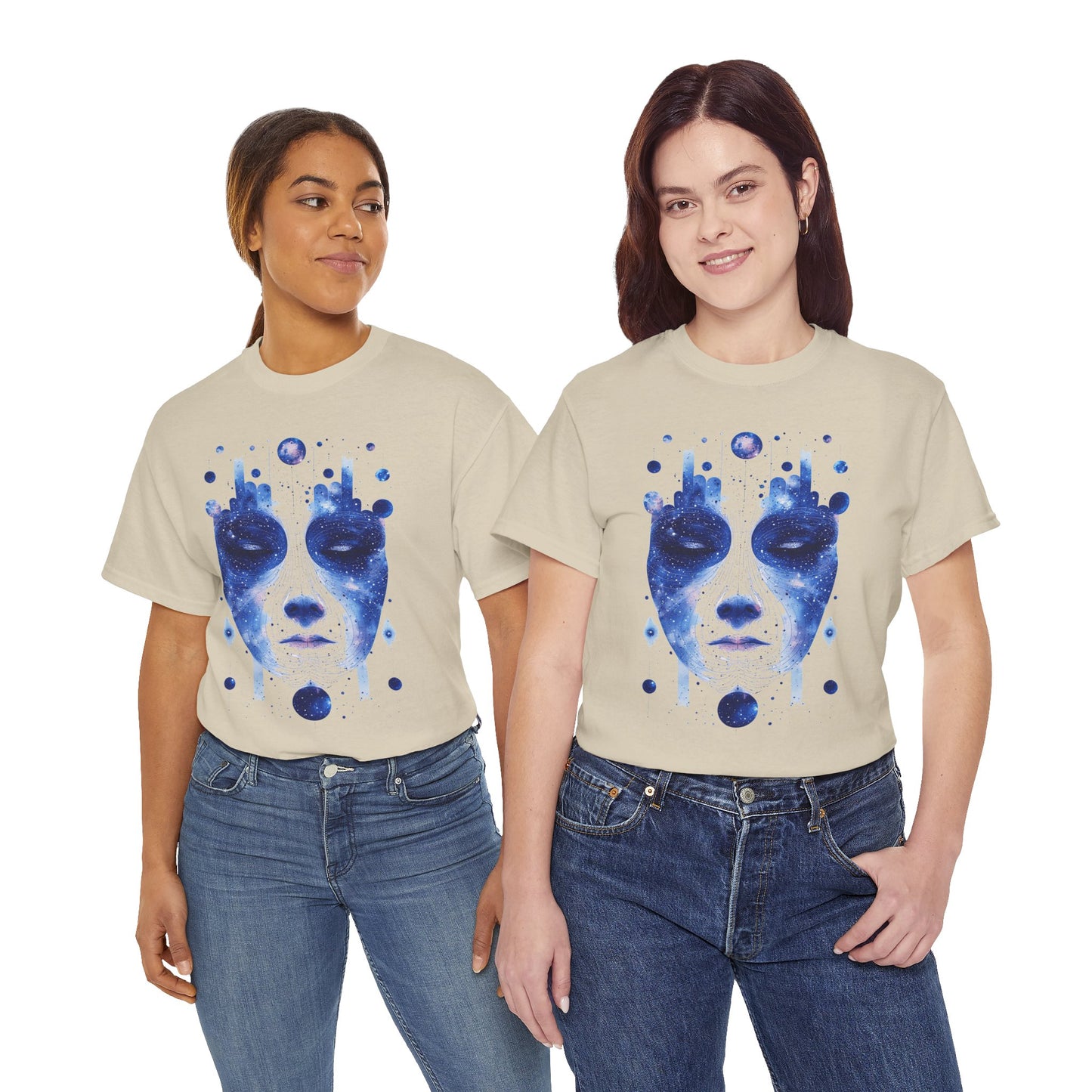 Cosmic Face Galaxy Graphic Space Art Tee Shirt *Multiple Colors*