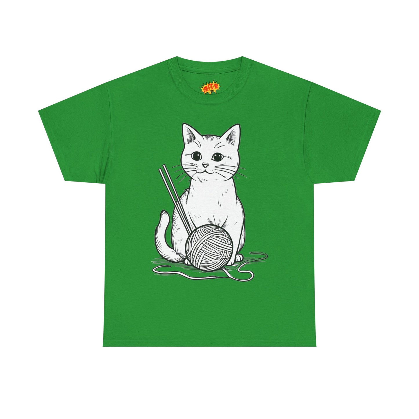 White Cat w/Yarn Ball Art Tee Shirt *Multiple Colors*
