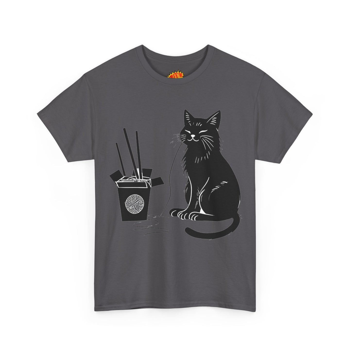 Black Cat w/Takeout Yarn Art Tee Shirt *Multiple Colors*