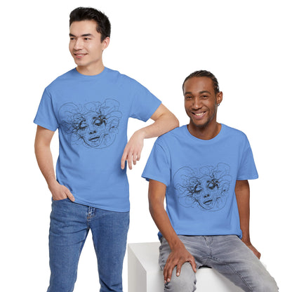 Abstract Face Line Drawing Graphic Art Tee Shirt