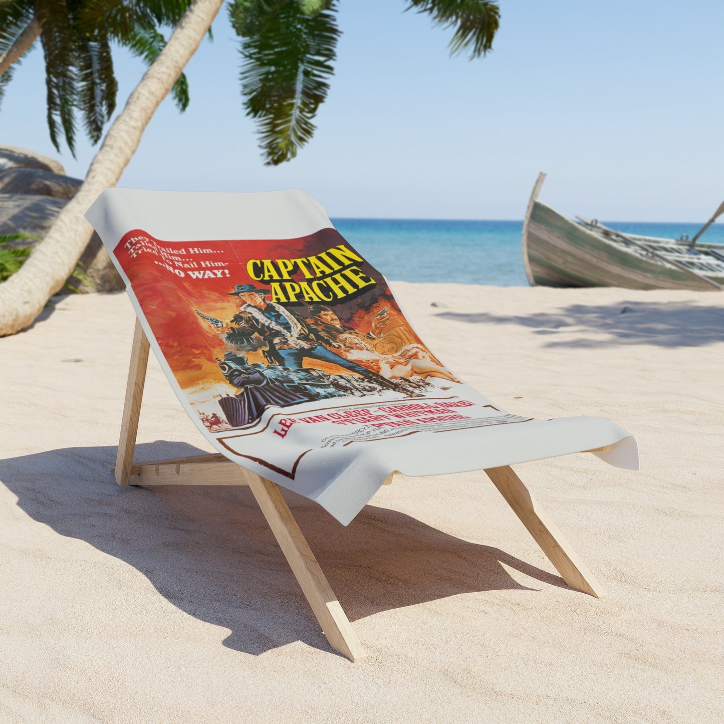 Captain Apache Vintage Movie Poster Beach Towel | Retro Western Movie Art Towel