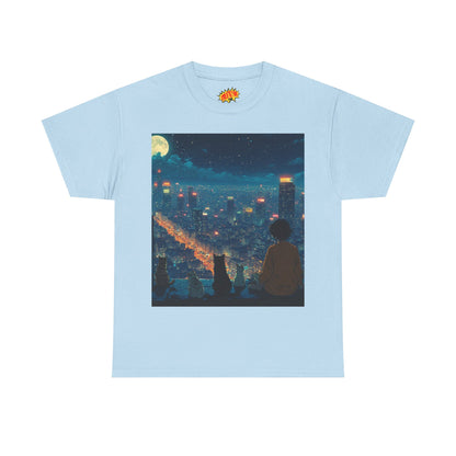 Anime City Night Scene w/Cats T-Shirt