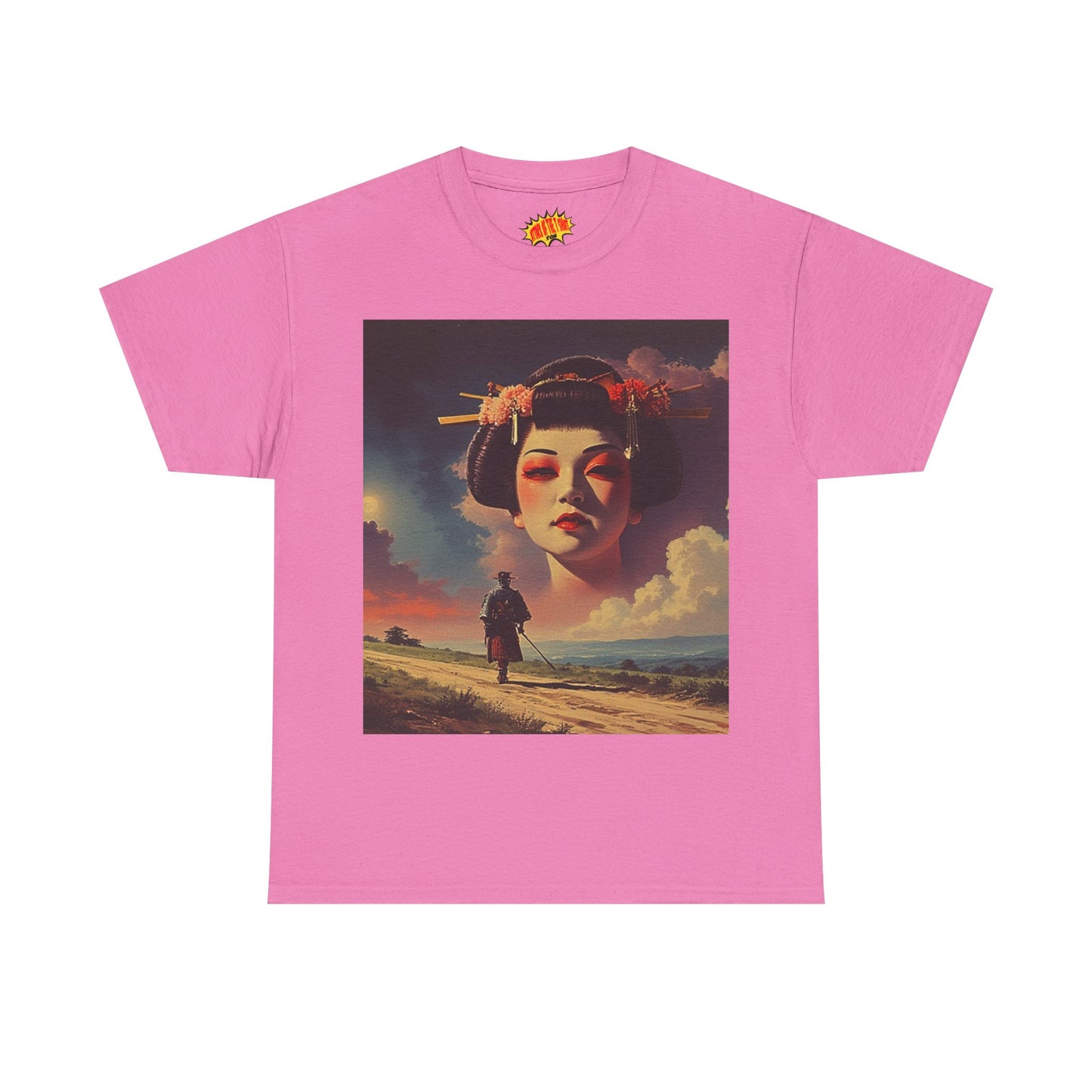 Travelling Samurai w/Sky Geisha Woman T-Shirt *Multiple Colors*