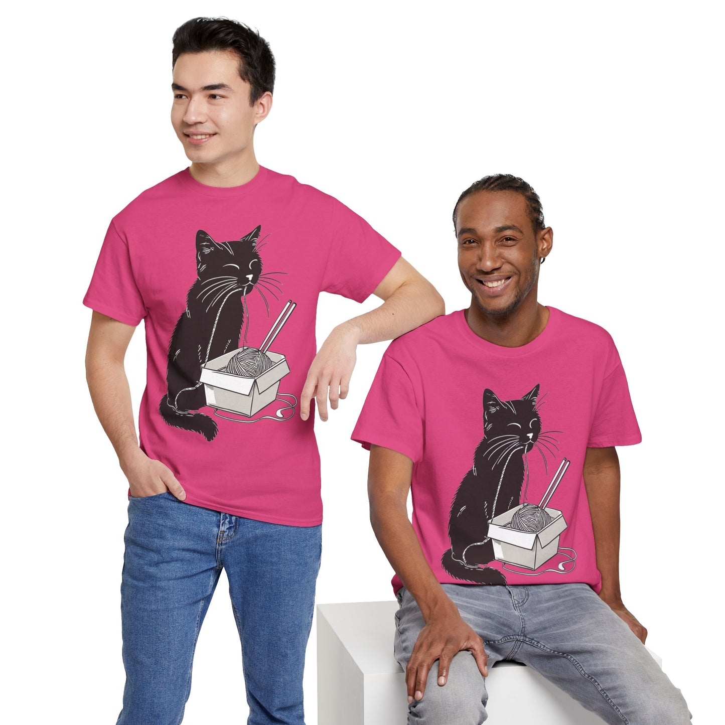 Black Cat w/Noodles Drawing Art Tee Shirt *Multiple Colors*