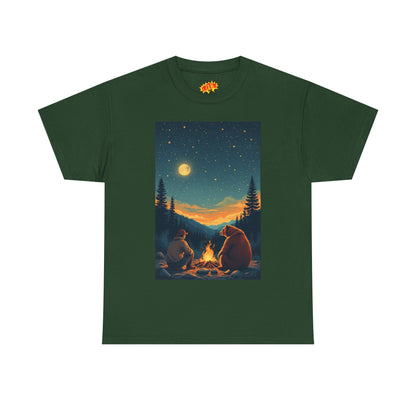 Mountain Man w/ Brown Bear Campfire Scene T-Shirt