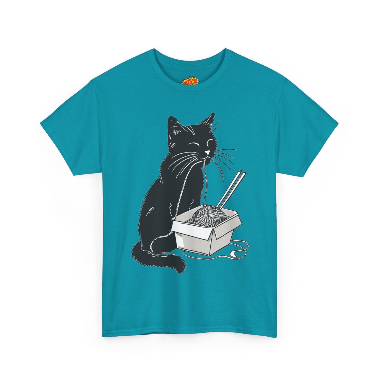 Black Cat w/Noodles Drawing Art Tee Shirt *Multiple Colors*