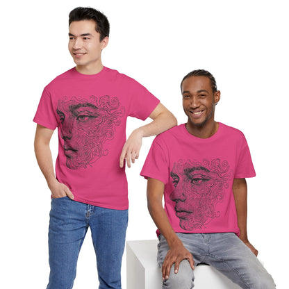 Human Face Silhouette Line Drawing Graphic Art Tee Shirt