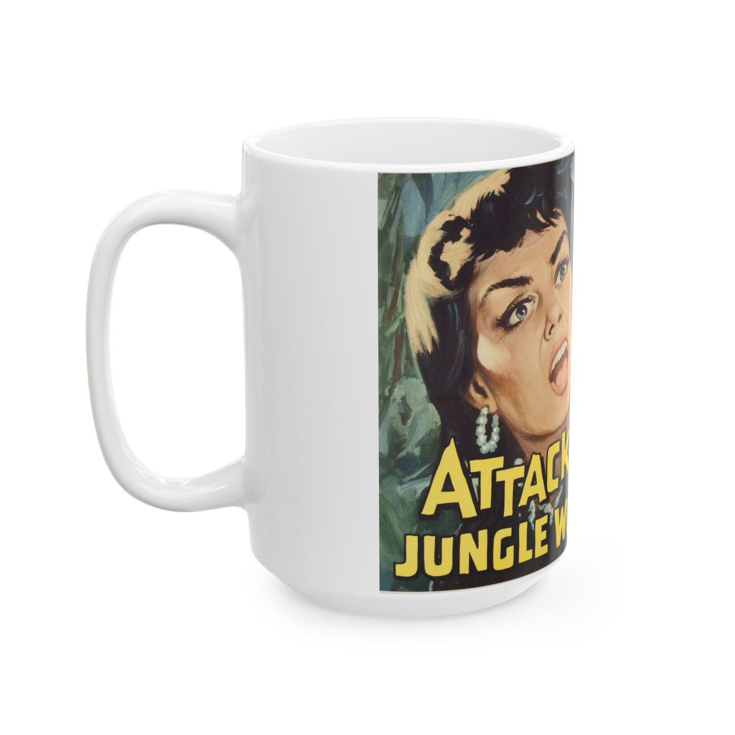 Attack of the Jungle Women Retro Movie Poster Ceramic Coffee Mug