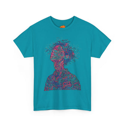 Line Drawing Multicolor Human Graphic Art Tee Shirt