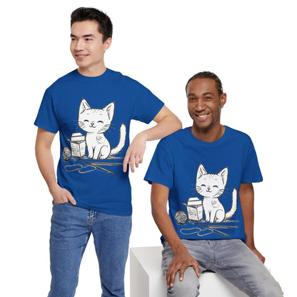 White Cat w/Takeout Yarn Art Tee Shirt