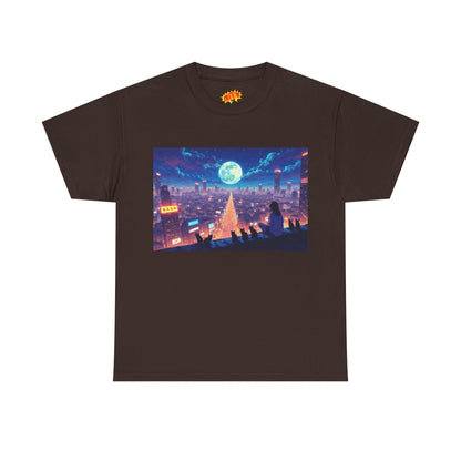 Anime Neon Night Cityscape w/Cats T-Shirt
