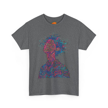 Line Drawing Multicolor Human Graphic Art Tee Shirt