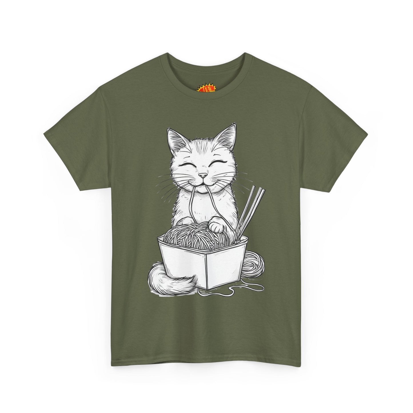 Cat w/Noodles Drawing Art Tee Shirt *Multiple Colors*