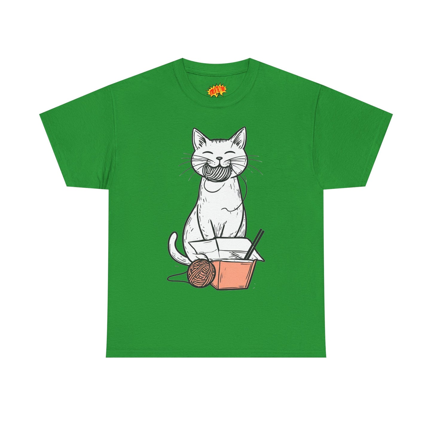Cat w/Yarn Ball Takeout Art Tee Shirt *Multiple Colors*