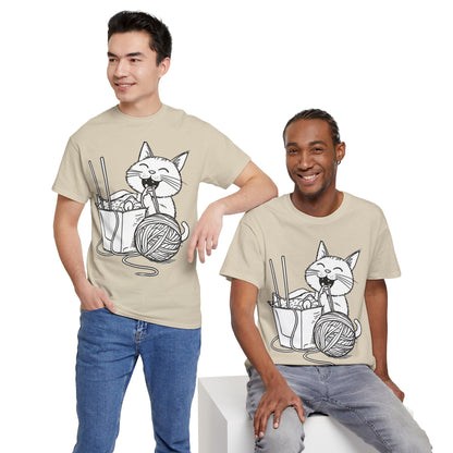 Happy Cat w/Noodles + Yarn Art Tee Shirt