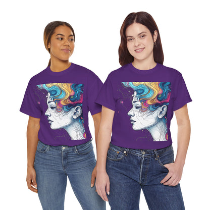 Face w/Color Hair Graphic Art Tee Shirt