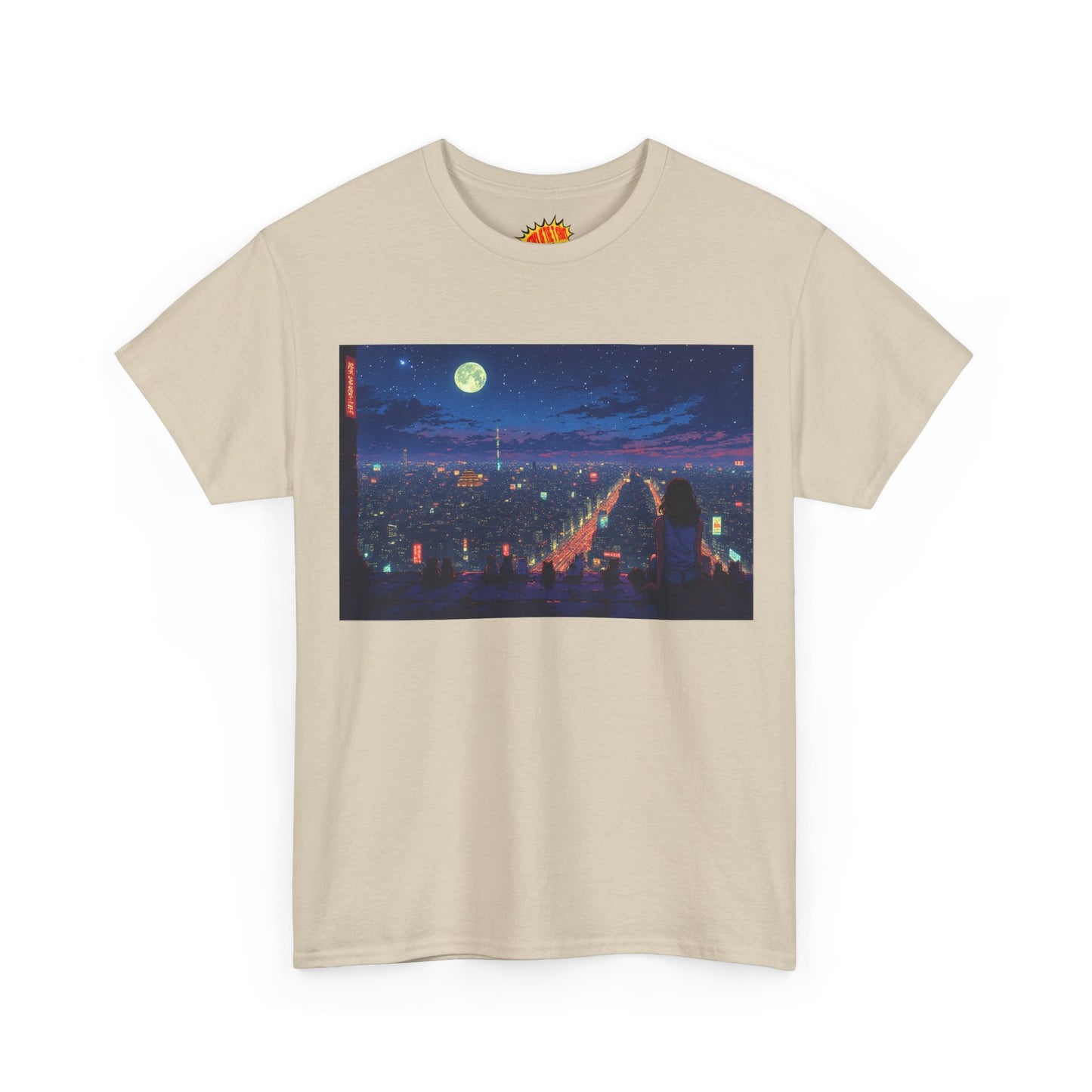Anime Neon Cityscape w/Cats T-Shirt *Multiple Colors*