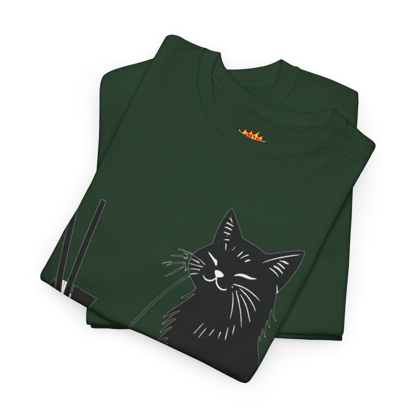 Black Cat w/Takeout Yarn Art Tee Shirt *Multiple Colors*
