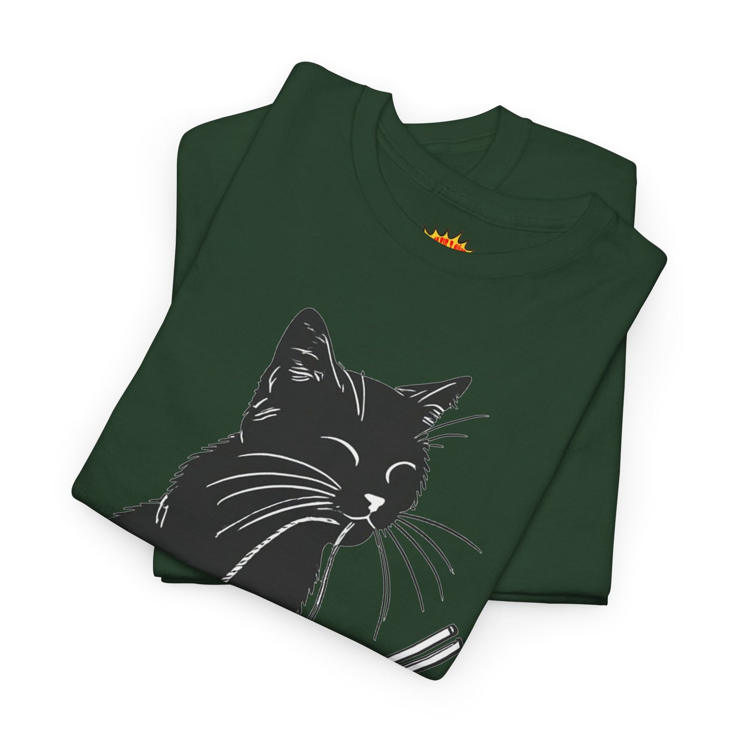 Black Cat w/Noodles Drawing Art Tee Shirt *Multiple Colors*