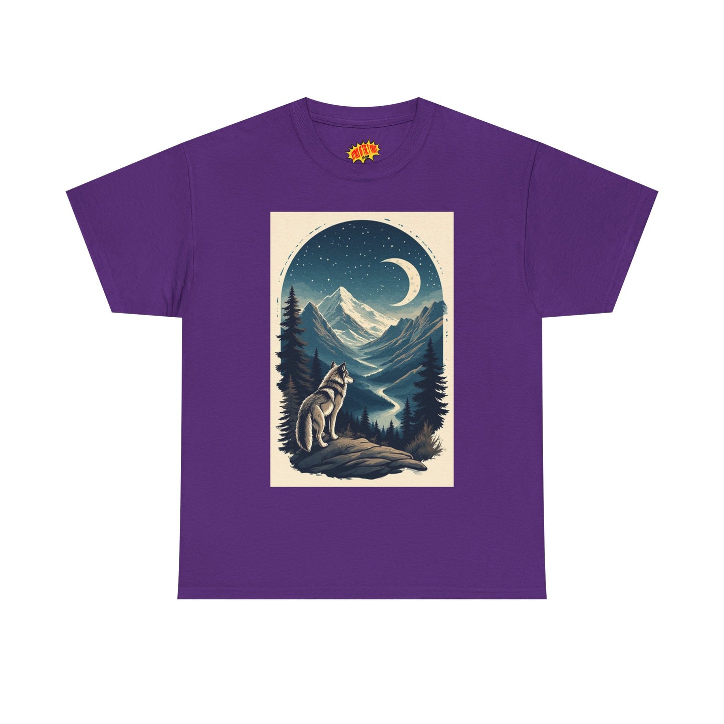 Wolf with Crescent Moon Scene T-Shirt *Multiple Colors*