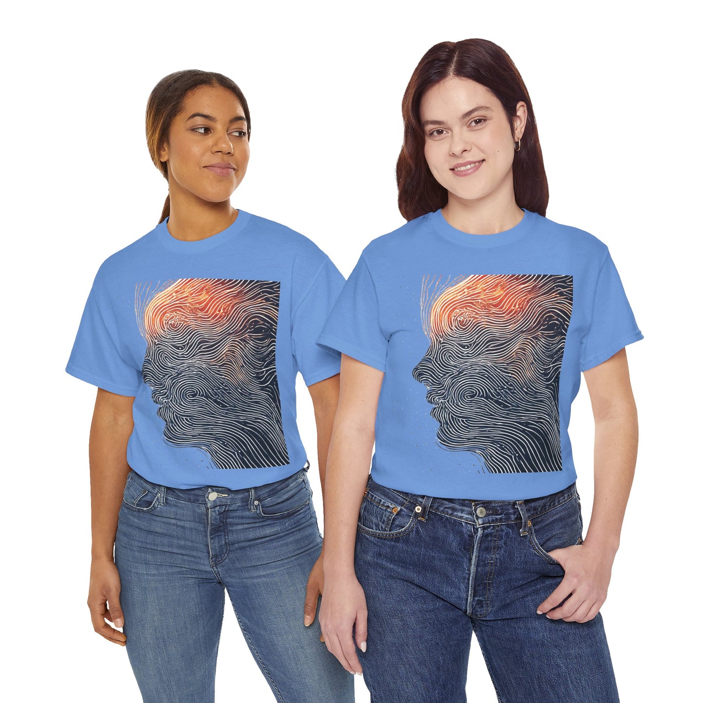 Line Drawing Face Graphic Art Tee Shirt *Multiple Colors*