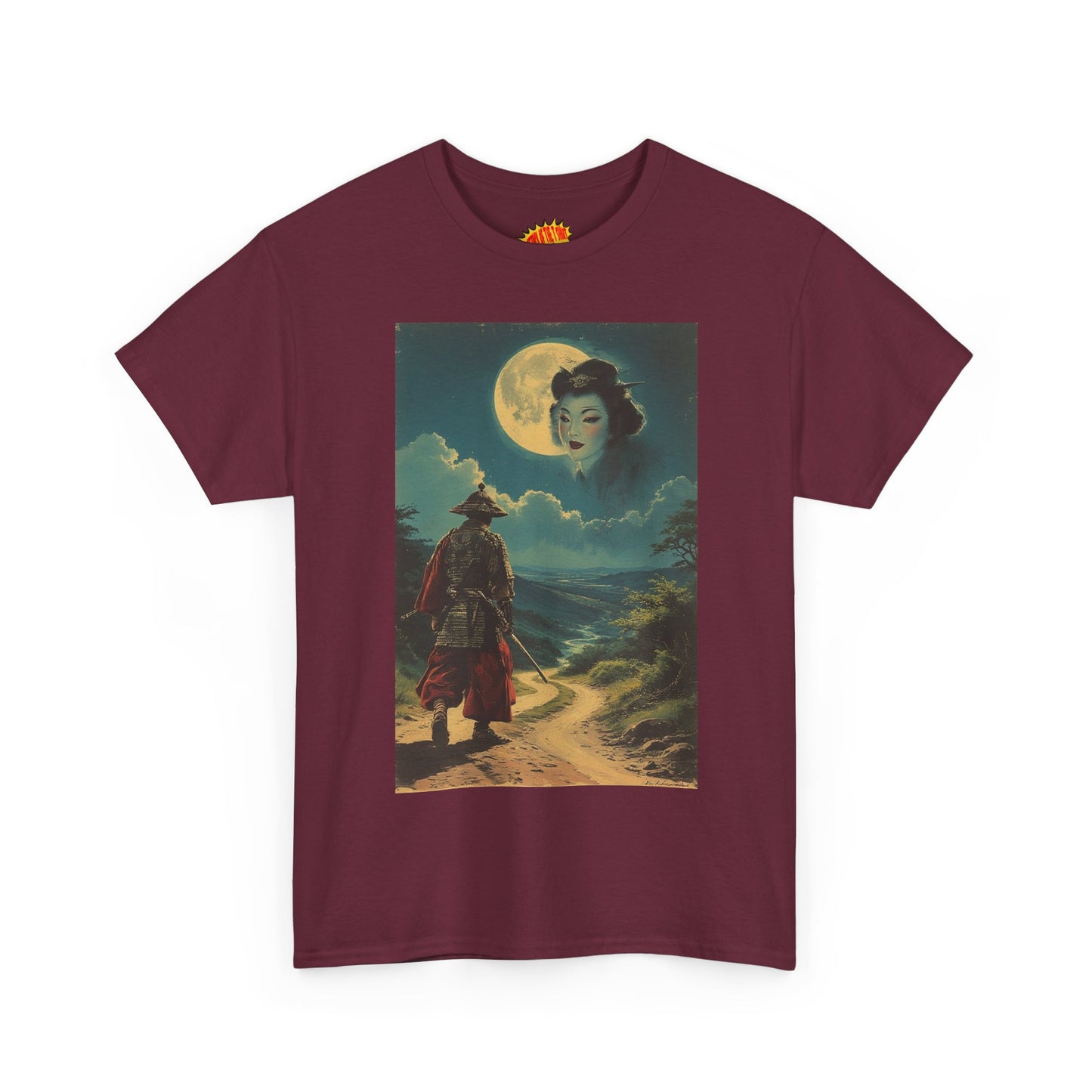 Samurai w/Full Moon Sky Geisha T-Shirt *Multiple Colors*