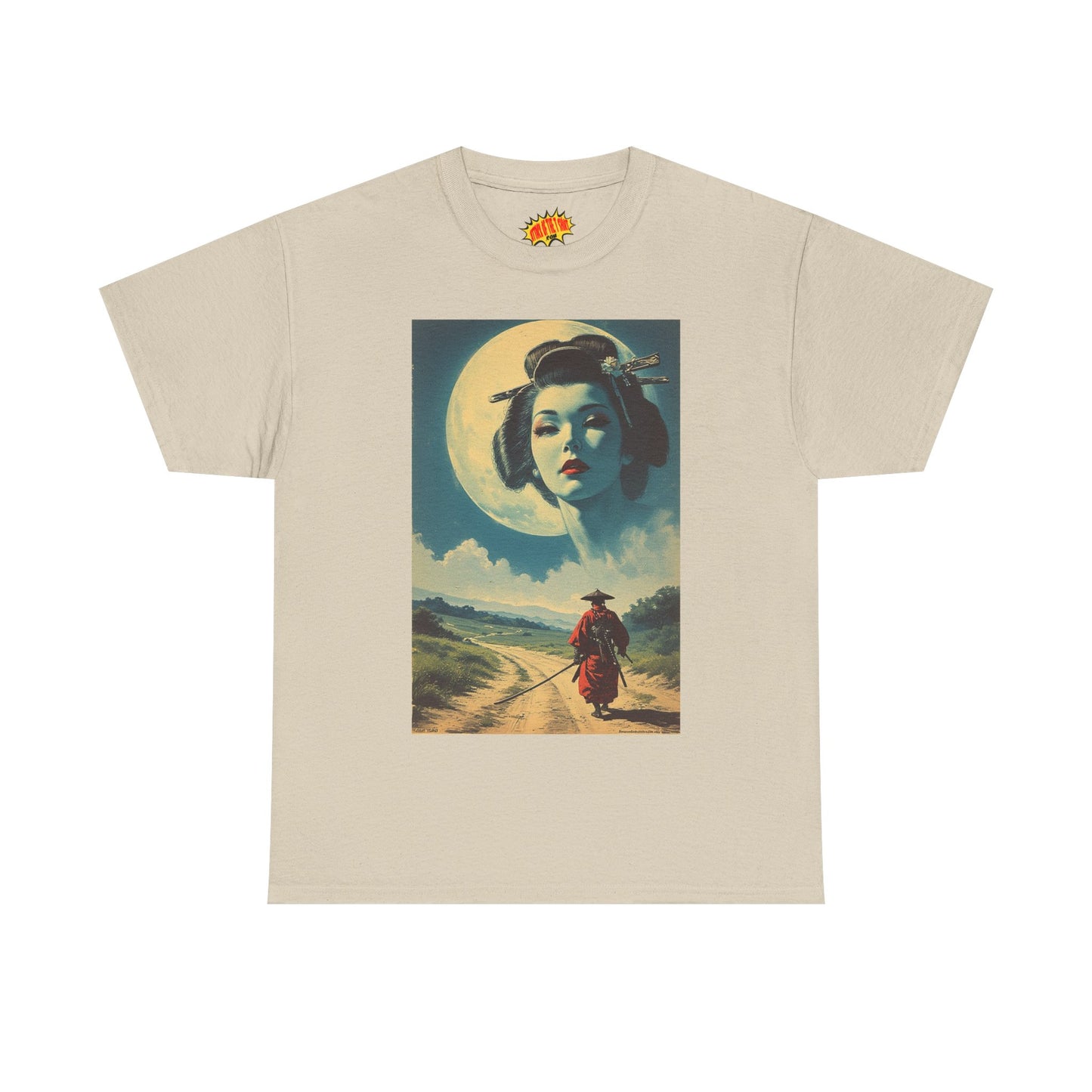 Travelling Samurai w/Moon Geisha Woman T-Shirt *Multiple Colors*