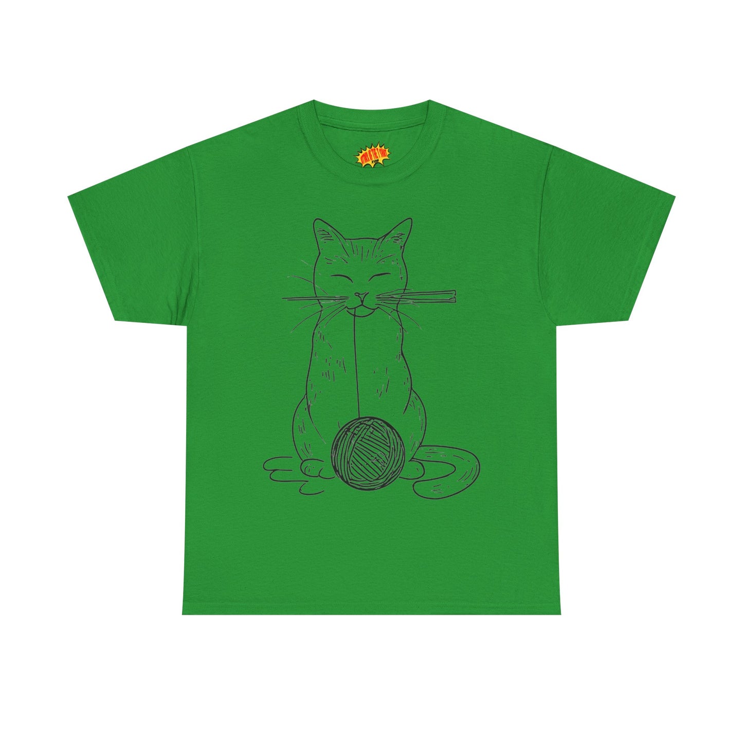 Cat w/Yarn Ball Line Art Drawing Tee Shirt *Multiple Colors*