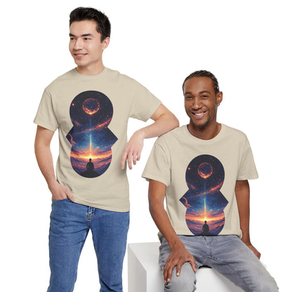 Cosmic Meditation w/Planet Space Graphic Art Tee Shirt