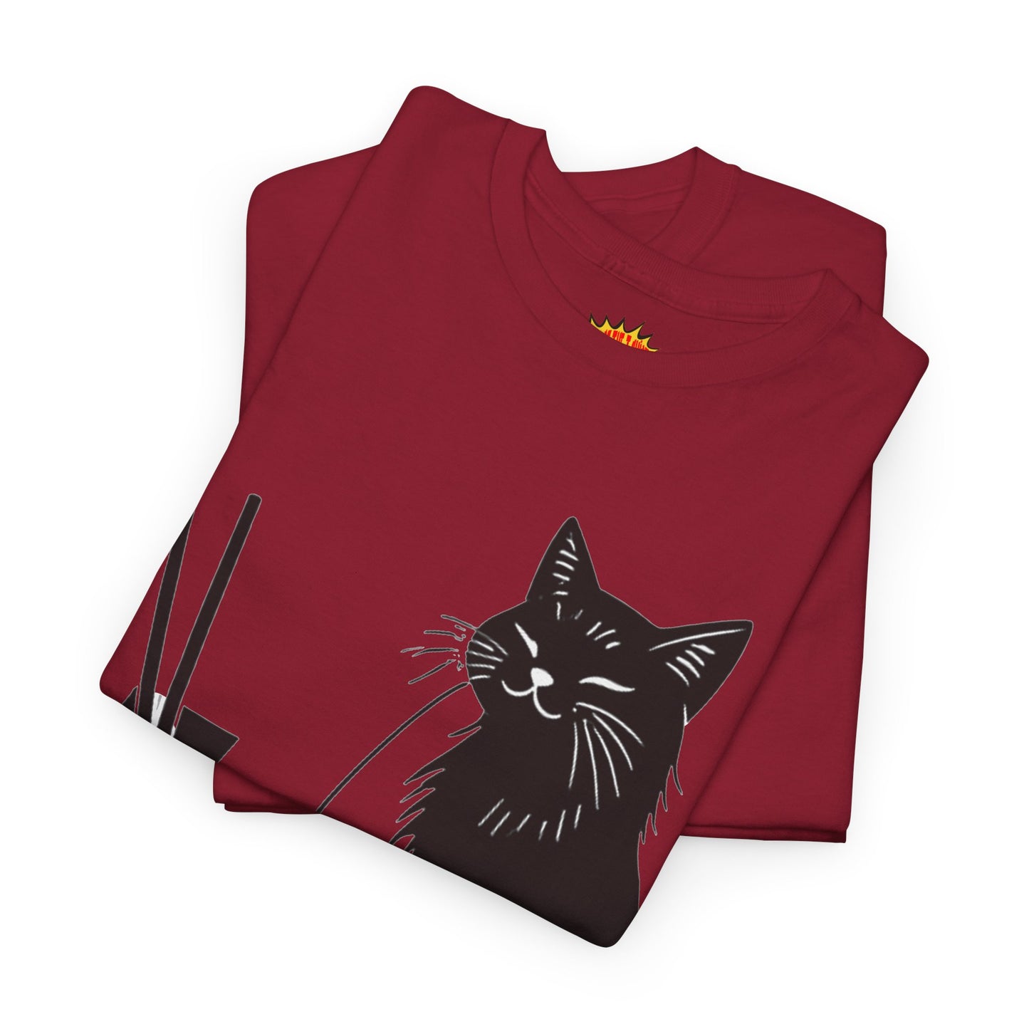 Black Cat w/Takeout Yarn Art Tee Shirt *Multiple Colors*