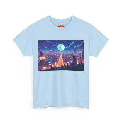Anime Neon Night Cityscape w/Cats T-Shirt