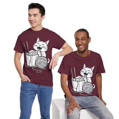 Happy Cat w/Noodles + Yarn Art Tee Shirt