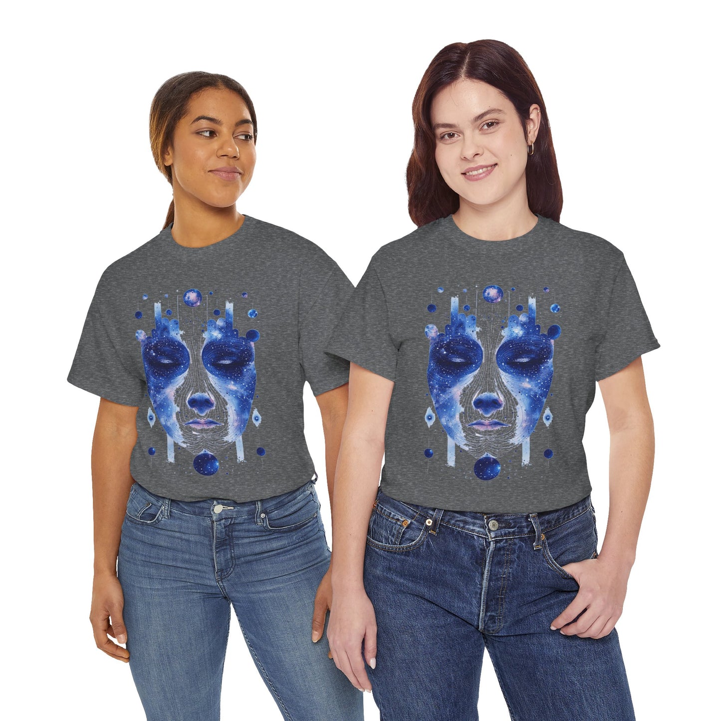 Cosmic Face Galaxy Graphic Space Art Tee Shirt *Multiple Colors*